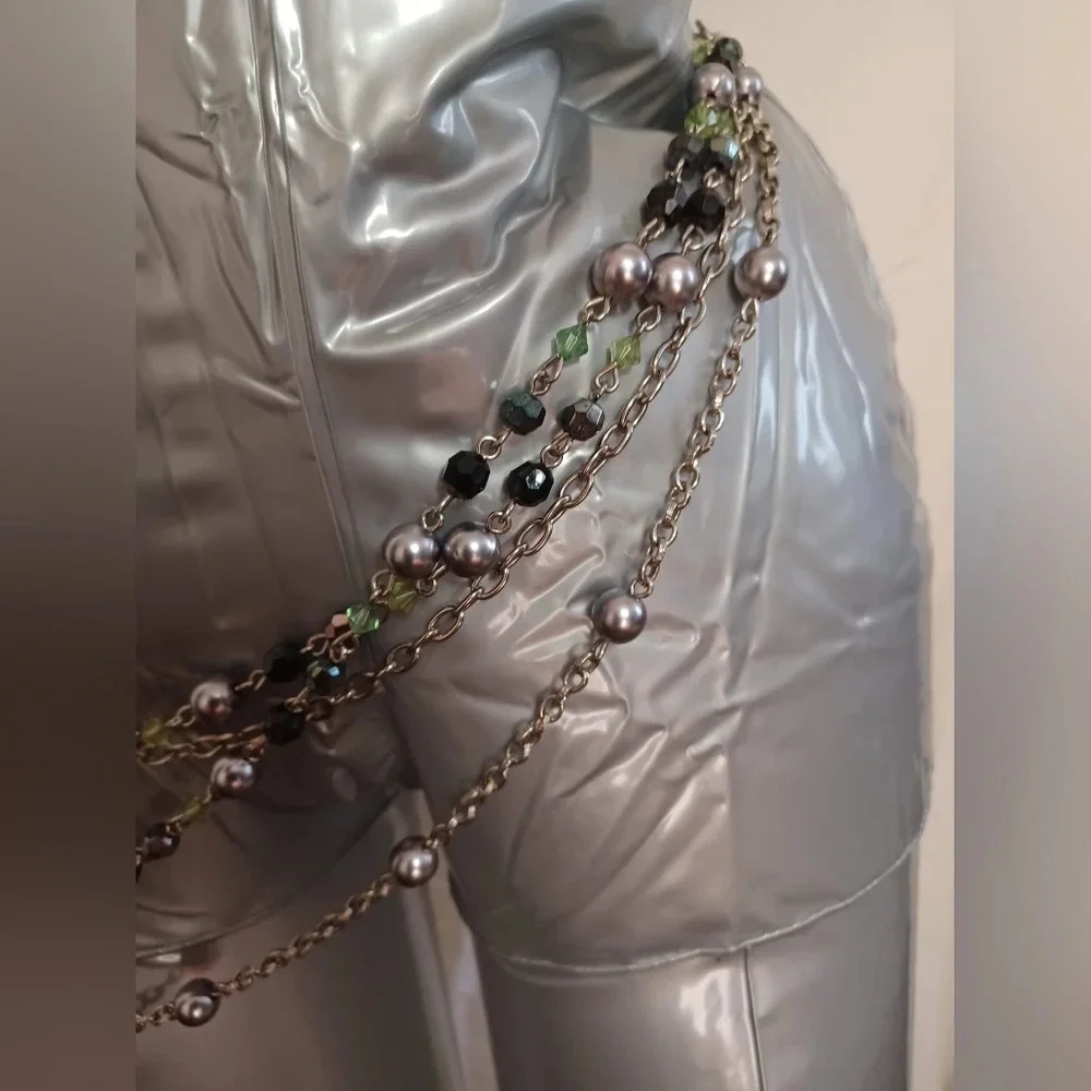 Vintage Silver Multi Layered Chain & Bead Belly Waist Belt